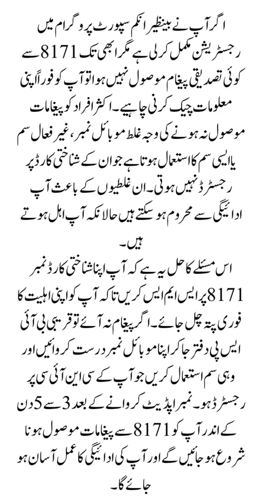 8171 BISP Payment Message Not Received Best Alternative To Check 13500 Via CNIC 