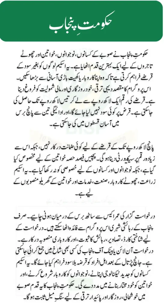 Government of Punjab Schemes Asaan Karobar Finance Scheme 2025