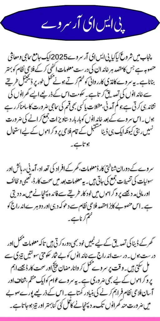 PSER Survey Punjab 2025 Complete Online Registration