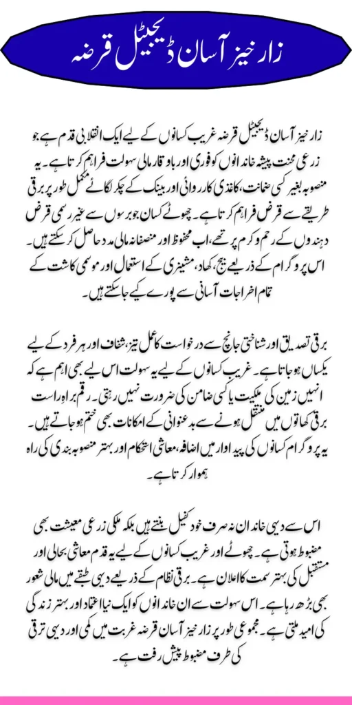 Zarkhez e Asaan Digital Qarza For Poor People 